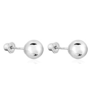 7mm Solid 14K WHITE GOLD Ball Stud Womans Earrings